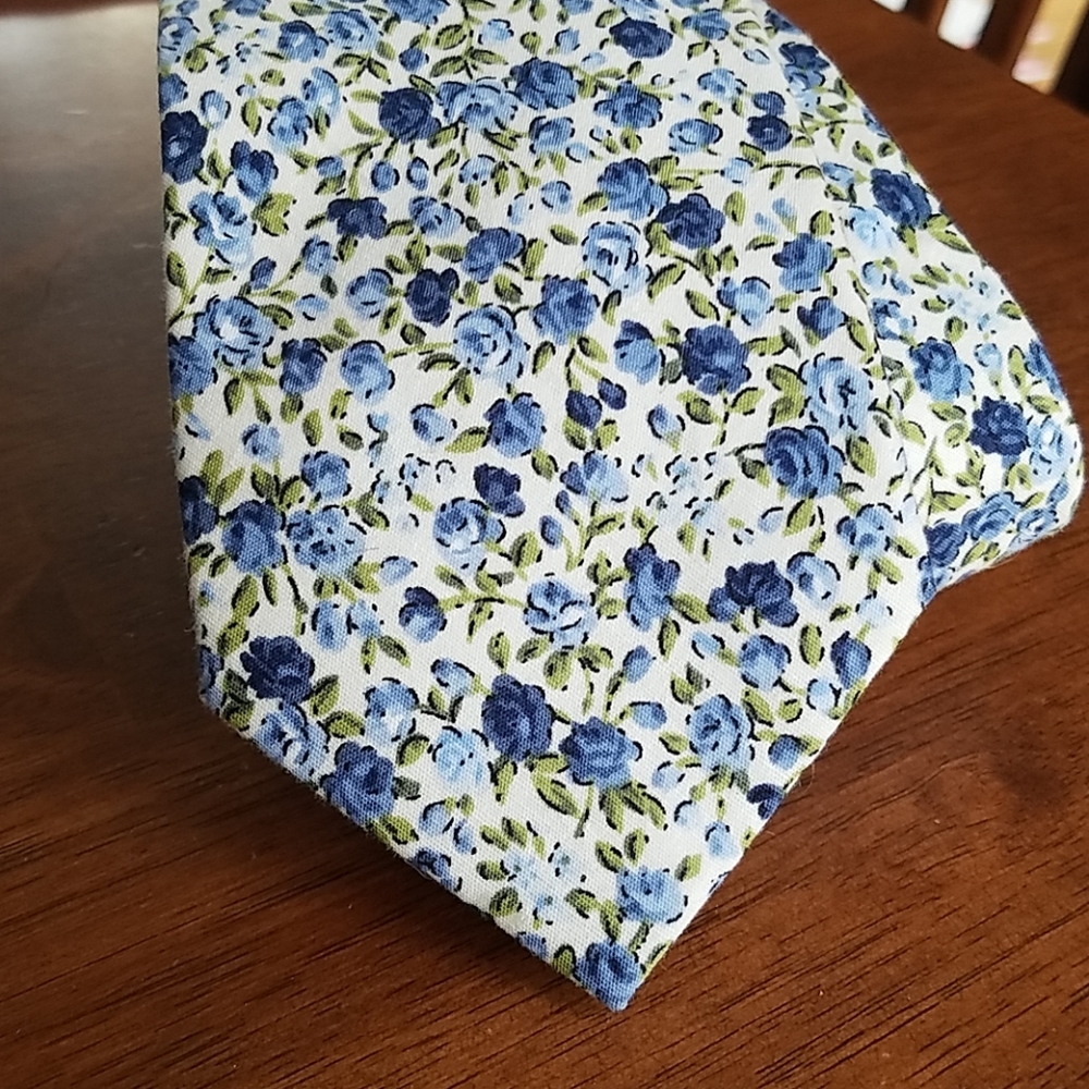 Blue floral spring Cotton tie